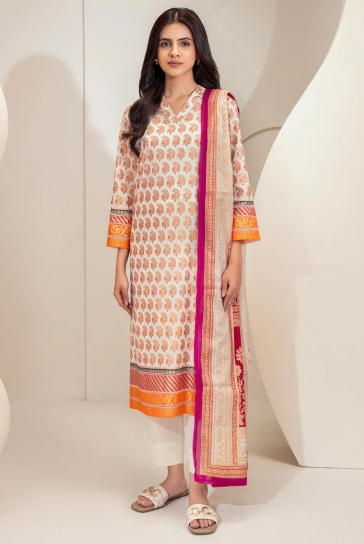 3 Pc Stitched Printed Lawn Suit By Limelight Summer Collection - 14