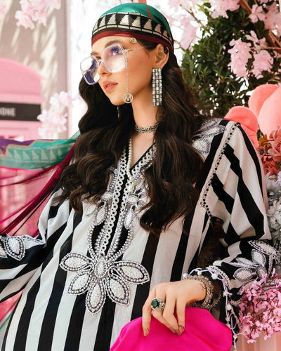 3 Piece Stitched Embroidered Lawn Suit From Maria.B By M.Prints Eid Edit Collection'25 - 13