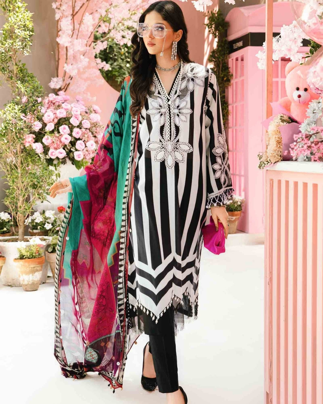 3 Piece Stitched Embroidered Lawn Suit From Maria.B By M.Prints Eid Edit Collection'25 - 13