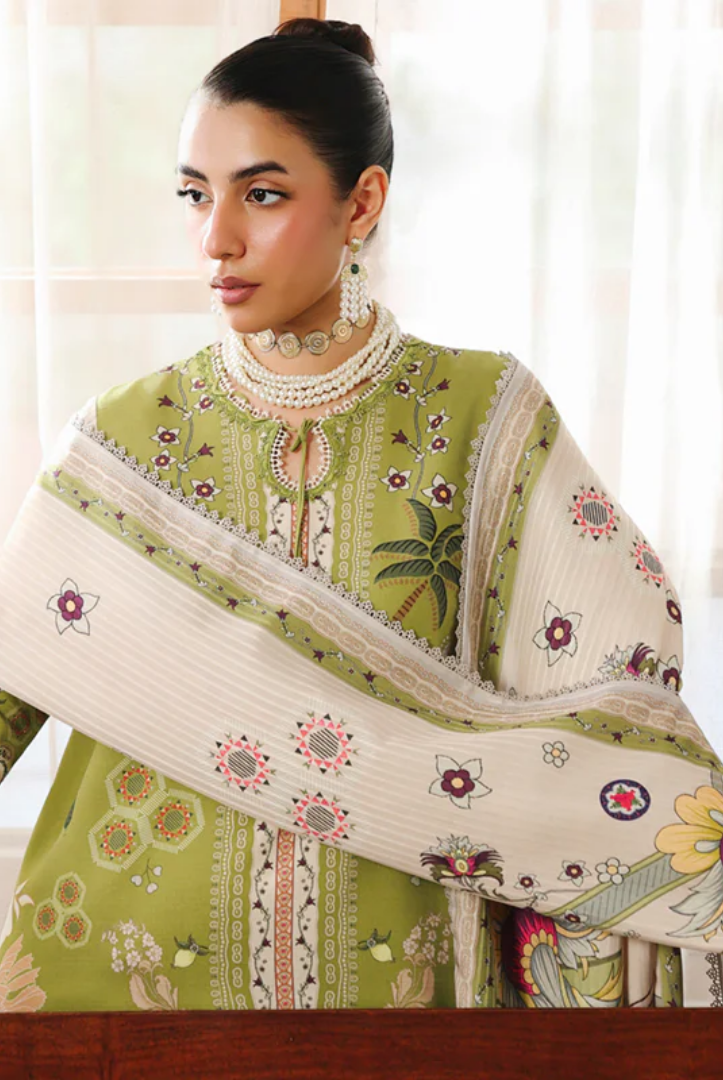 3 Piece Stitched Qalamkar Qprint'25 QW # 07 (B) TAHLIA