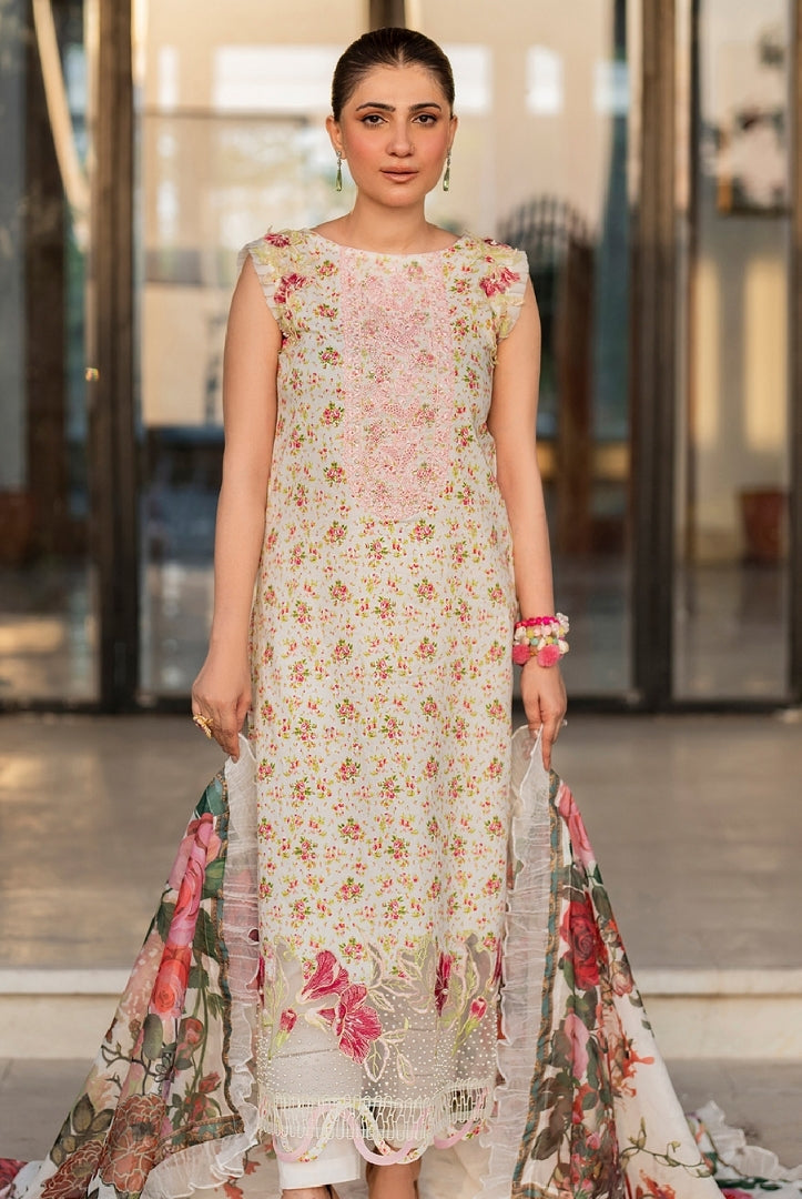 3 Piece Stitched Embroidered Lawn Suit | Meraki Vol'2 By Asifa & Nabeel - Gulnar