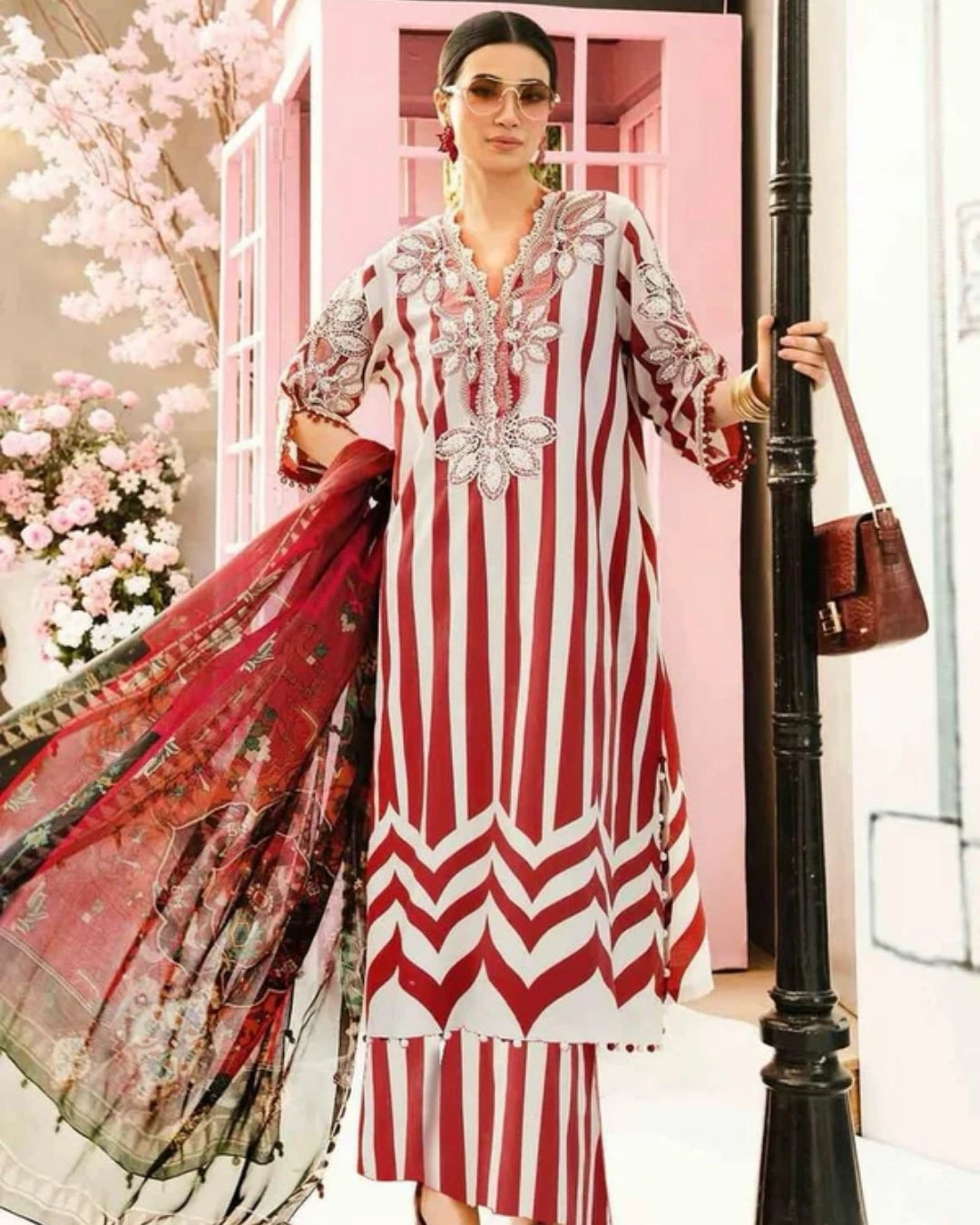3 Piece Stitched Embroidered Lawn Suit From Maria.B By M.Prints Eid Edit Collection'25 - 14