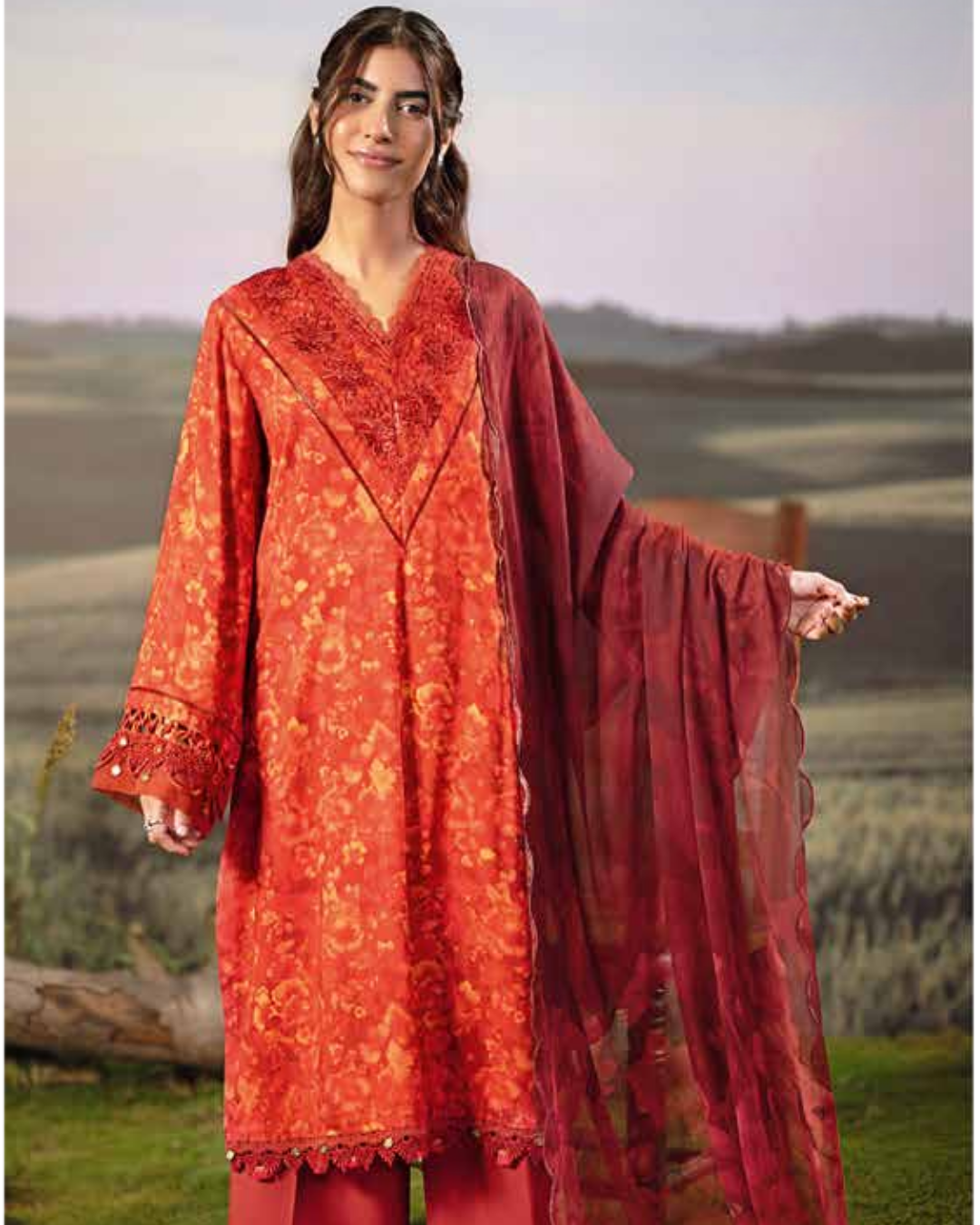 3 Piece Stitched Embroidered Linen Casual - Pre/Fall 25 Winter M.Basics by MARIA.B  - MBPF#15