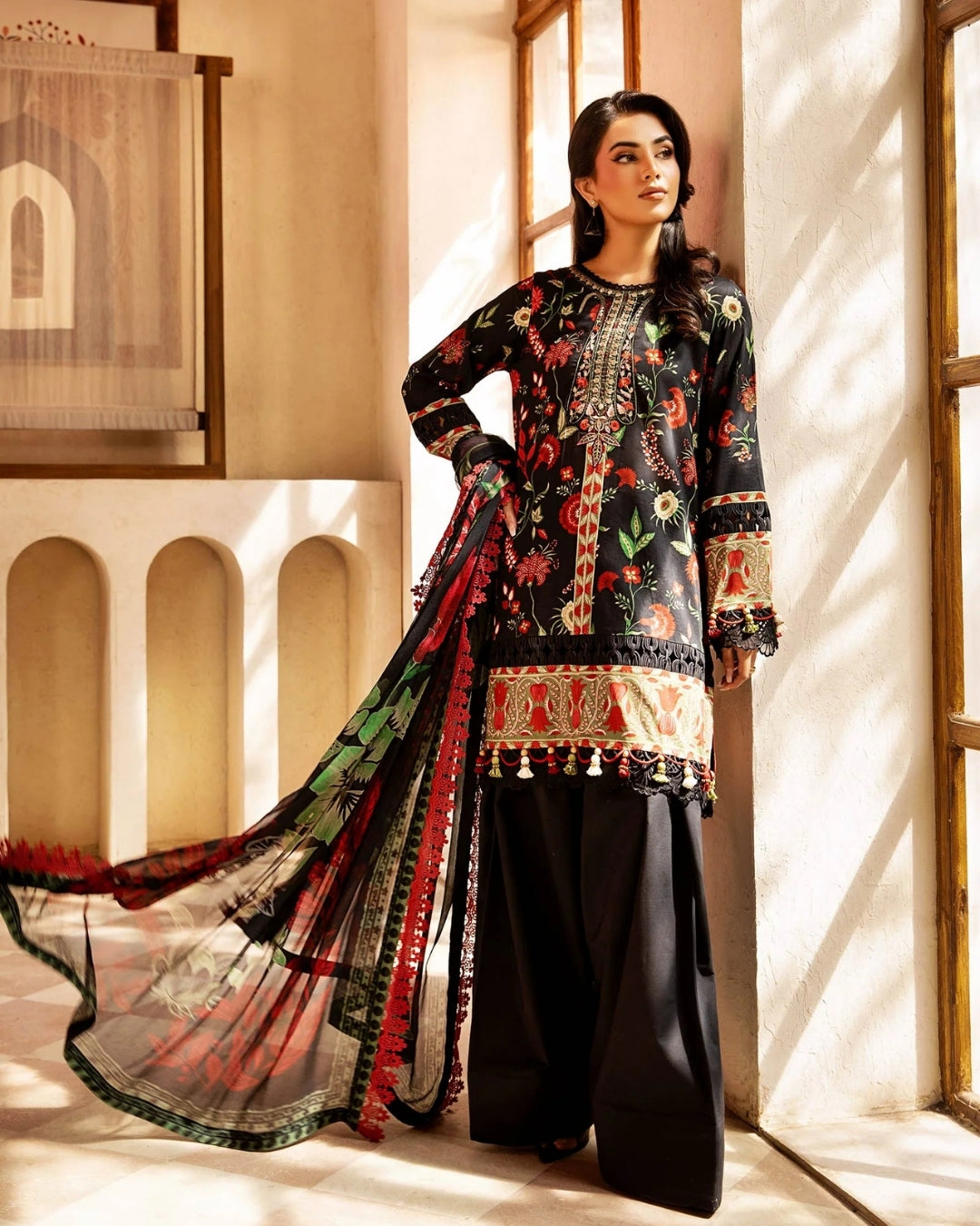 3 Piece Stitched Embroidered Lawn Suit From Maria.B By M.Basics Eid Collection'25-17