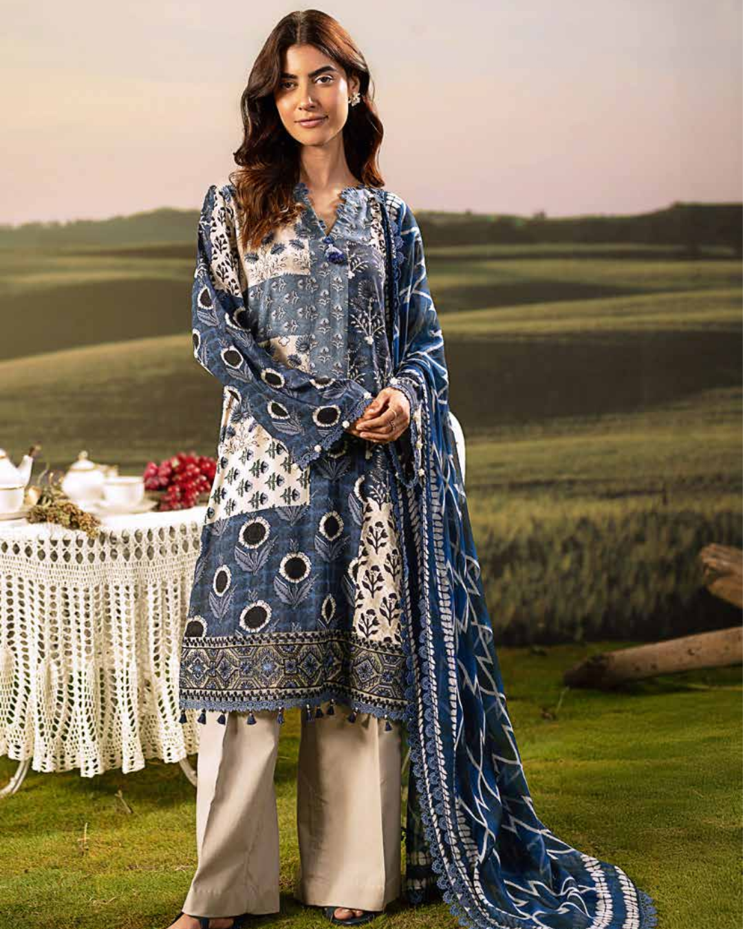 3 Piece Stitched Embroidered Linen Casual - Pre/Fall 25 Winter M.Basics by MARIA.B  - MBPF#16