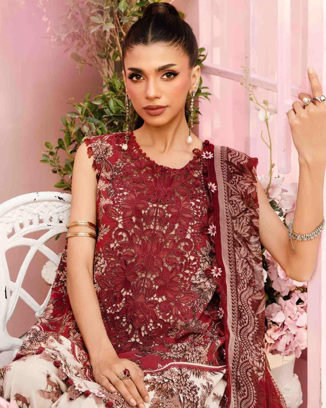 3 Piece Stitched Embroidered Lawn Suit From Maria.B By M.Prints Eid Edit Collection'25 - 16