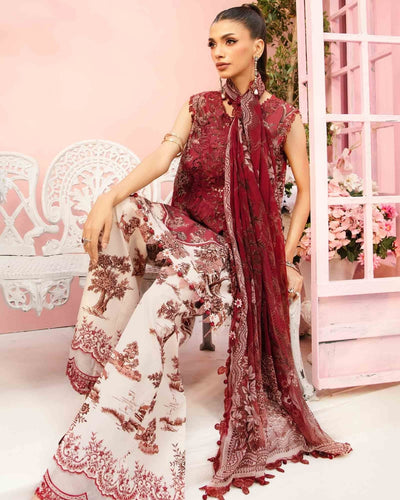 3 Piece Stitched Embroidered Lawn Suit From Maria.B By M.Prints Eid Edit Collection'25 - 16