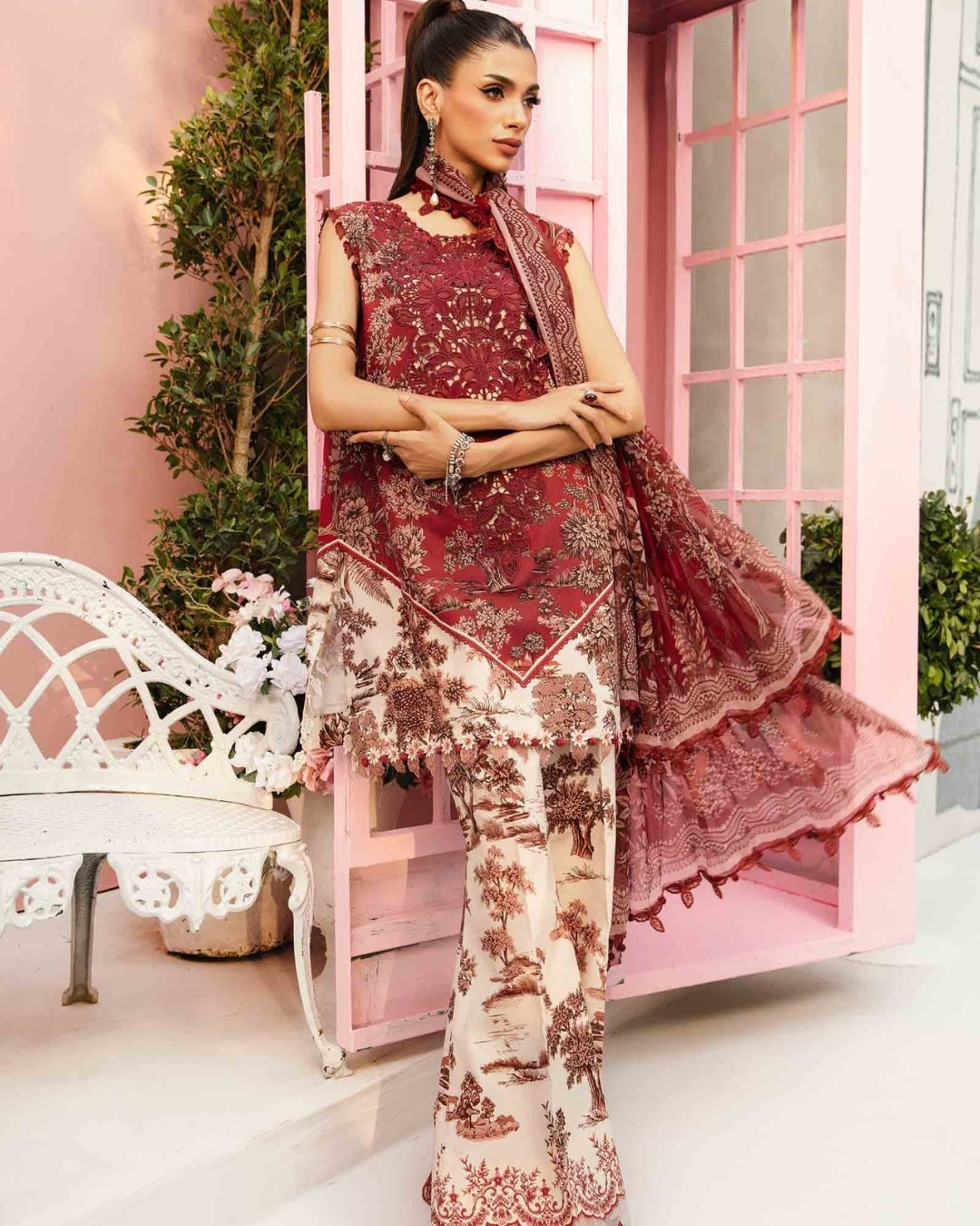 3 Piece Stitched Embroidered Lawn Suit From Maria.B By M.Prints Eid Edit Collection'25 - 16
