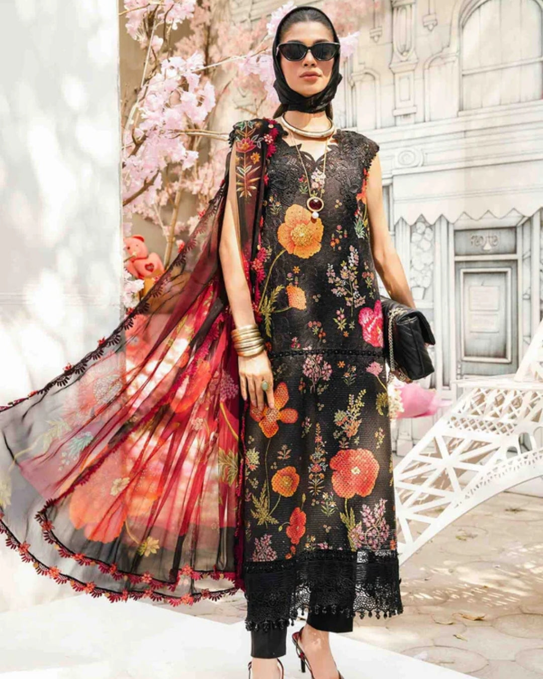 3 Piece Stitched Embroidered Lawn Suit From Maria.B By M.Prints Eid Edit Collection'25 - 17