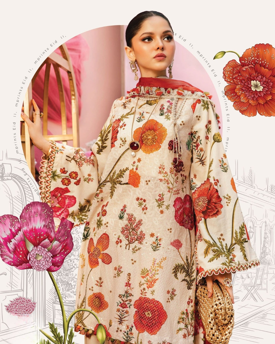3 Piece Stitched Embroidered Lawn Suit From Maria.B By M.Prints Eid Edit Collection'25 - 18