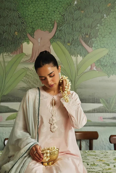 3 Piece Sehar Cross Stitch Cambric Suit - 08