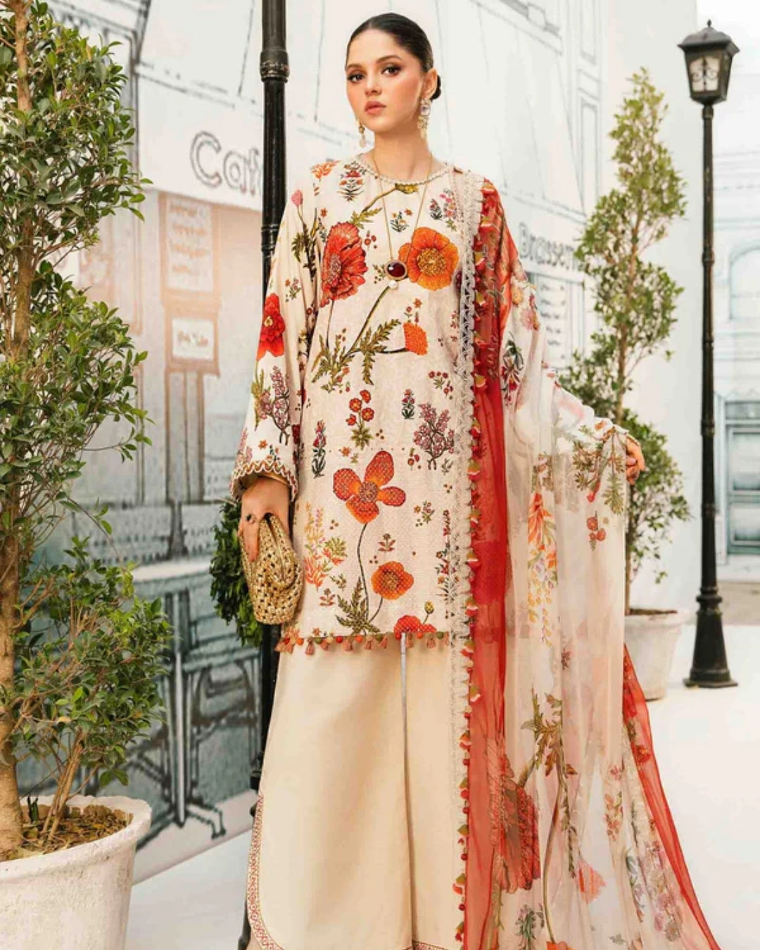 3 Piece Stitched Embroidered Lawn Suit From Maria.B By M.Prints Eid Edit Collection'25 - 18