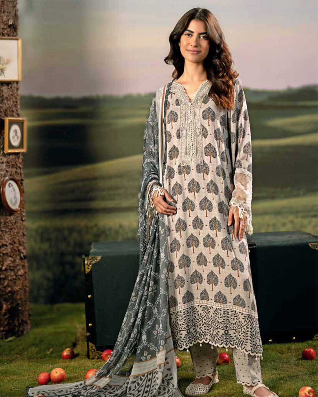 3 Piece Stitched Embroidered Linen Casual - Pre/Fall 25 Winter M.Basics by MARIA.B  - MBPF#18