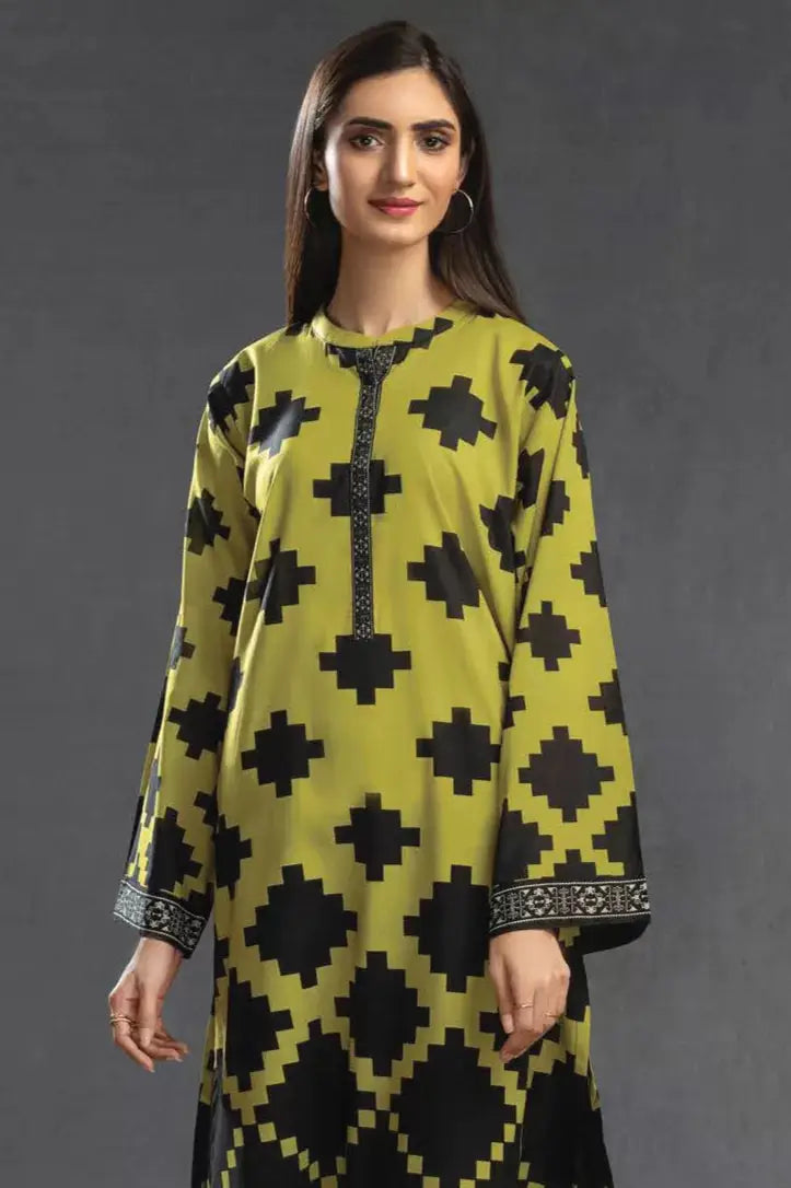 1 Piece Stitched Shirt By Limelight - OLIVE