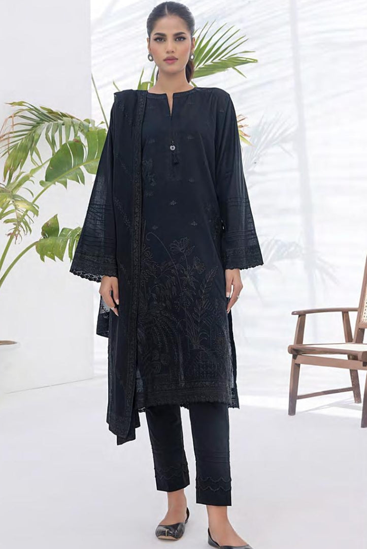 3 Piece Stitched Embroidered Lawn Monochrome Collection From Lakhany By LSM - 02