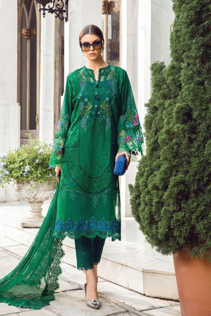 3 Piece Stitched Luxury Embroidered Lawn Eid Collection By Maria.B - Green