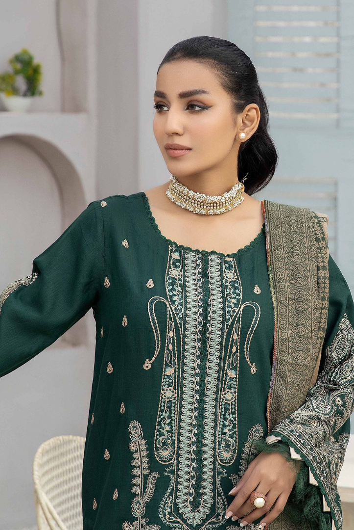 3 Piece Stitched Embroidered Leather Suits From Deewan By Johra - 02