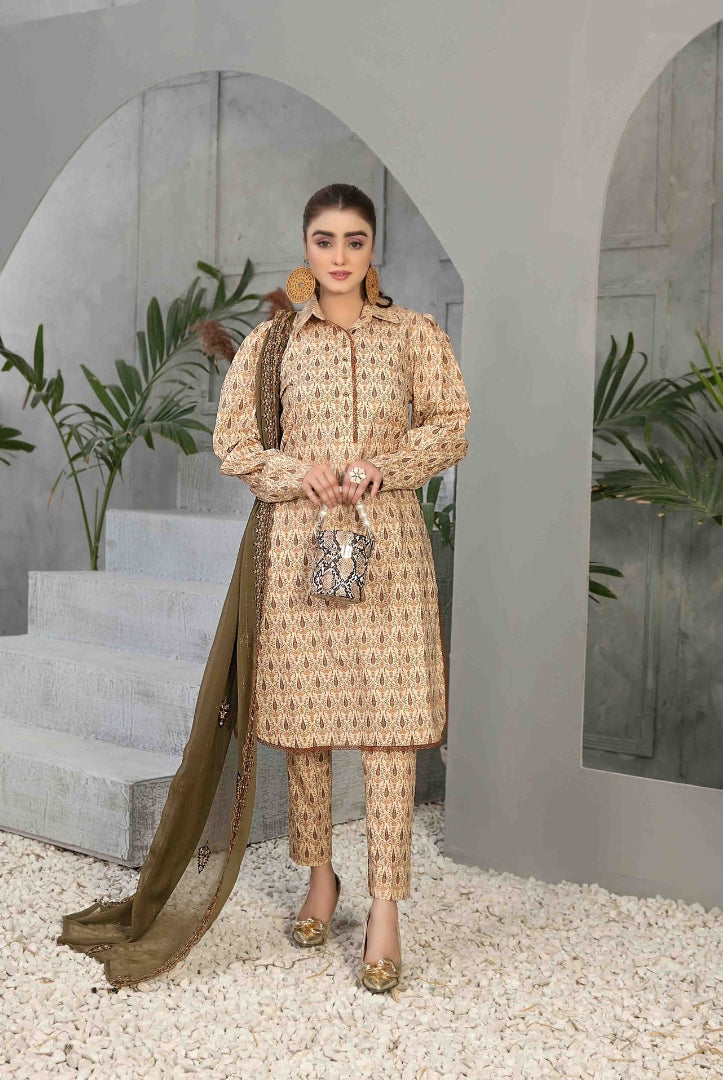 3Piece Stitched Suit By Tawakkal Zaira - 02