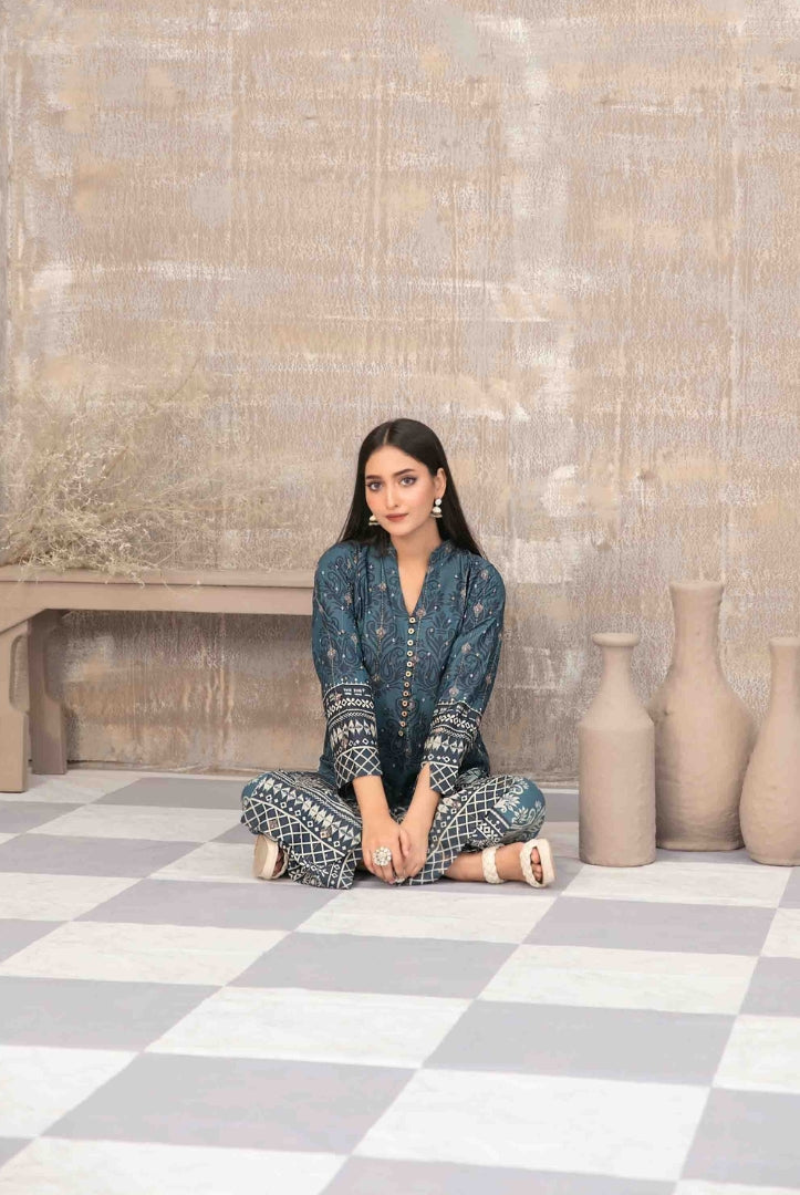 2 Piece Stitched Staple Sigital Print Saliha by Tawakkal Vol-1 - 02
