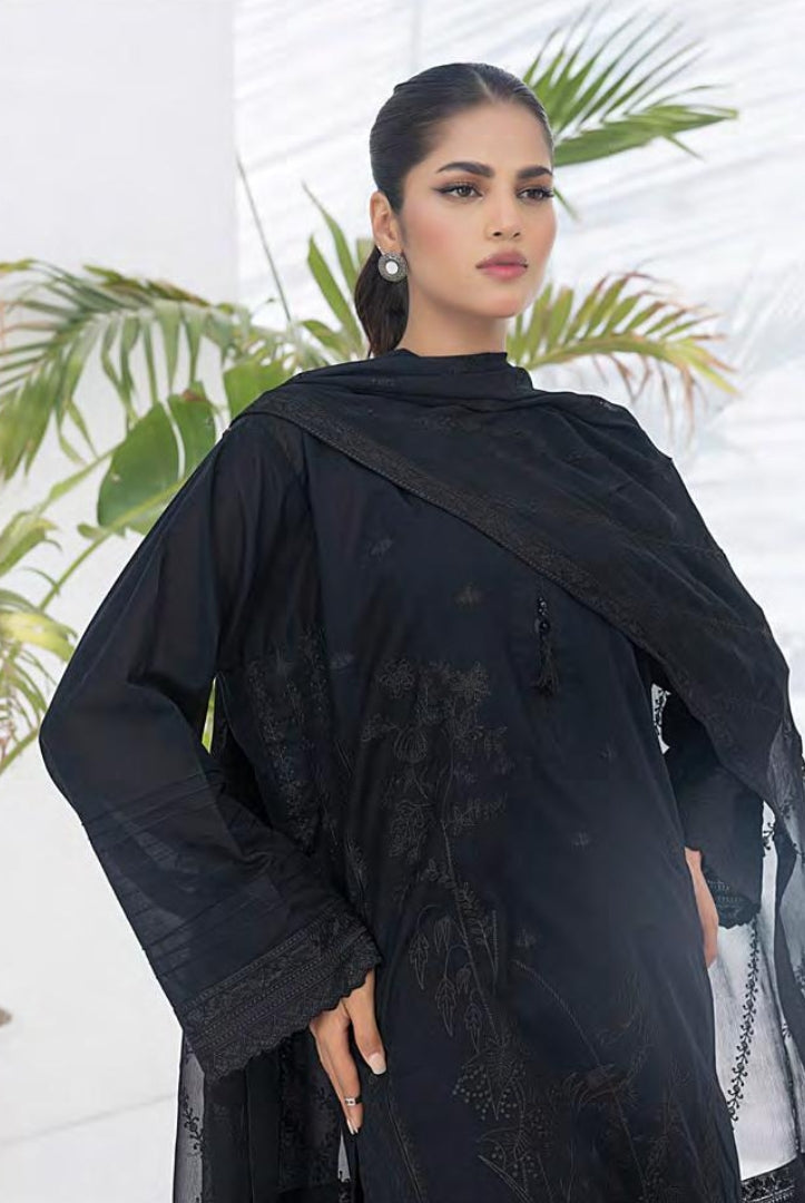 3 Piece Stitched Embroidered Lawn Monochrome Collection From Lakhany By LSM - 02