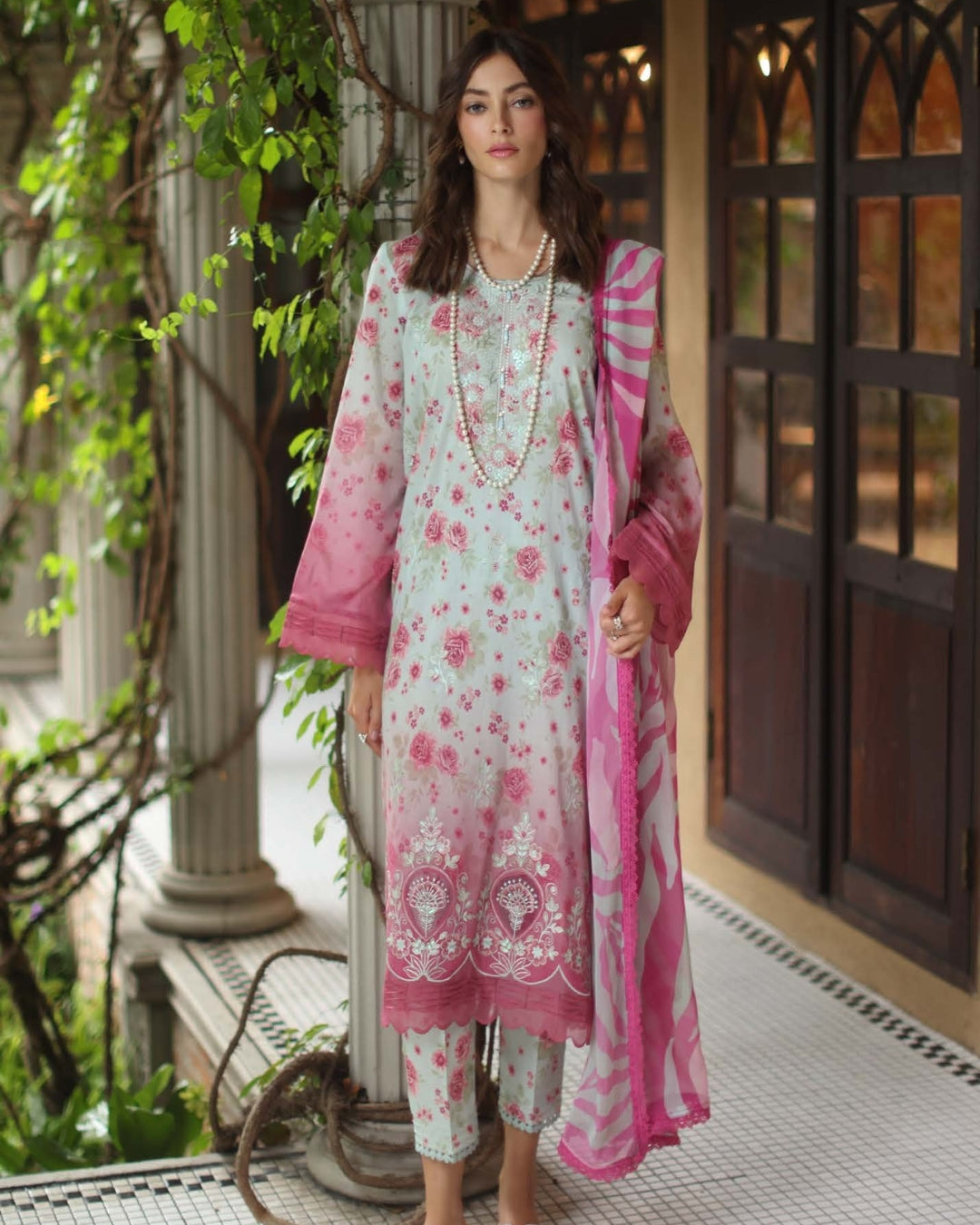 3 Piece Stitched Embroidered Chikankari Lawn Suits from Aafreen By Riaz Arts - 07
