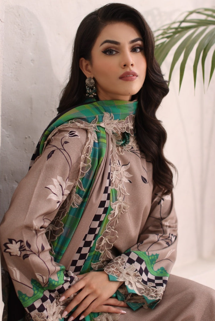 3 Piece Stitched Embroidered Linen Shawl Suits From Virsa By Charizma - 02