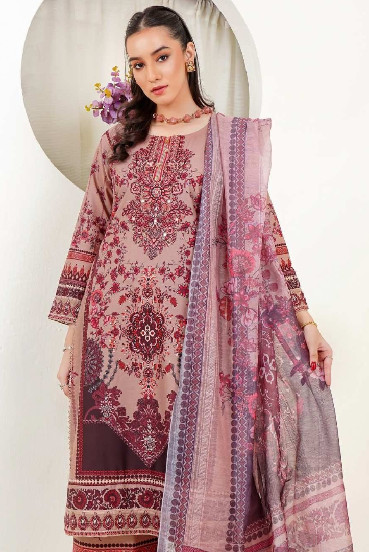 3 Piece Stitched Digital Printed Embroidered Lawn Suit From Zara '25 Collection - PORTUGUESE DAWN