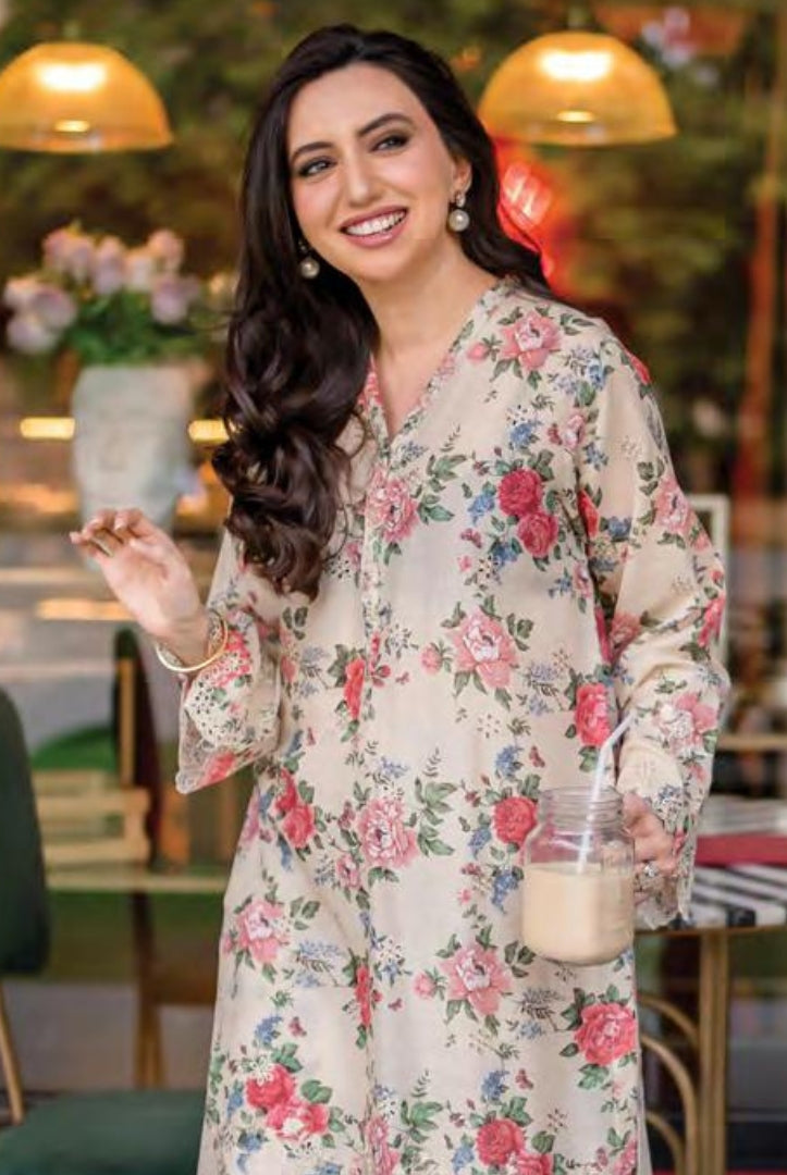 02 Piece Stitched Cambric Embroidered Suit By Lakhany Brunch - 02