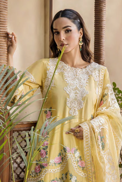 3 Piece Stitched Luxury Lawn Embroidered Suits Collection By Eshaisha - SUNLIT ELEGANCE