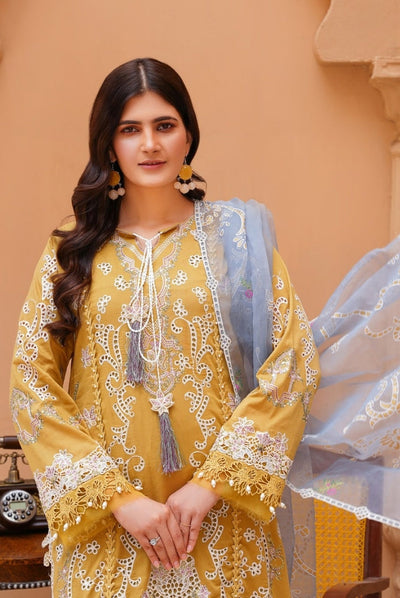 Qaus-e-Qaza 3 Piece Stitched Luxury Eid Lawn'24 Suit - GUL