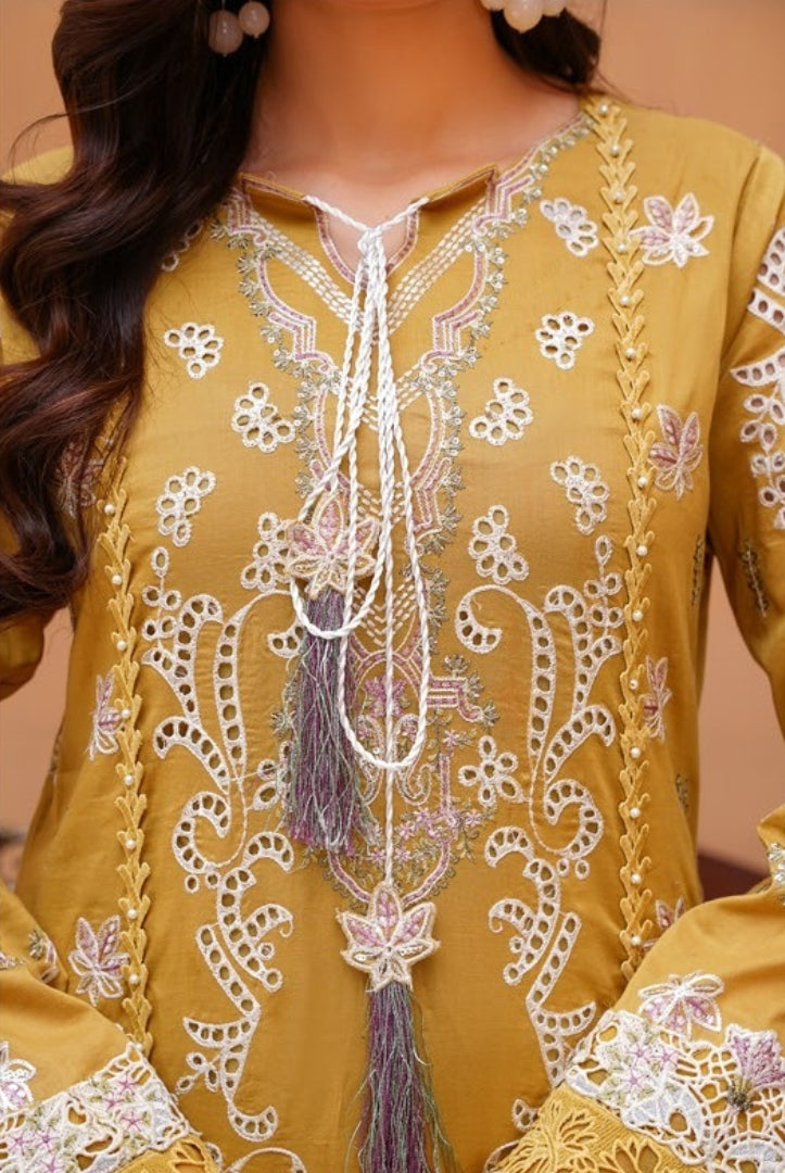 Qaus-e-Qaza 3 Piece Stitched Luxury Eid Lawn'24 Suit - GUL