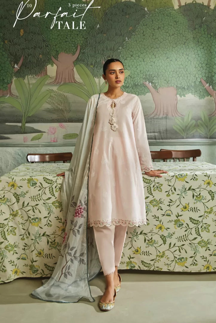 3 Piece Sehar Cross Stitch Cambric Suit - 08