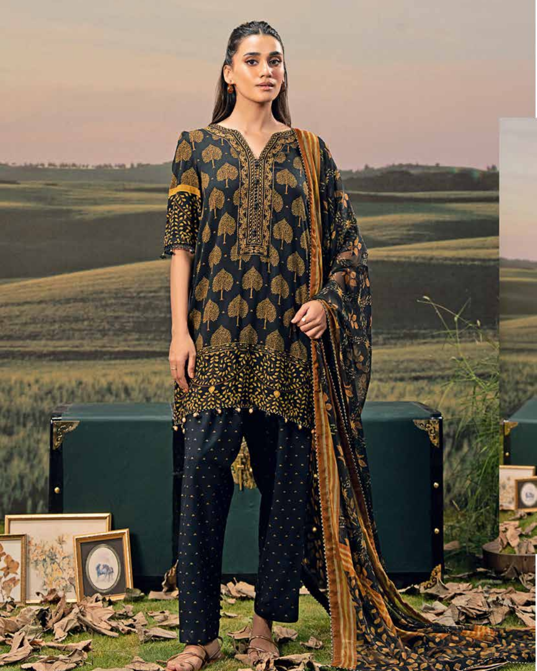 3 Piece Stitched Embroidered Linen Casual - Pre/Fall 25 Winter M.Basics by MARIA.B  - MBPF#19