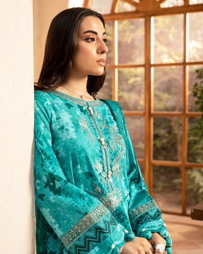 3 Piece Stitched Embroidered Lawn Suit From Maria.B By M.Basics Eid Collection'25-21