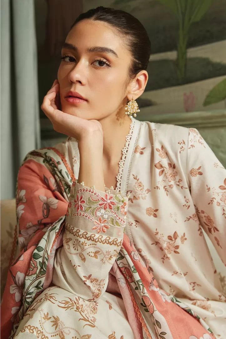 3 Piece Sehar Cross Stitch Cambric Suit - 10