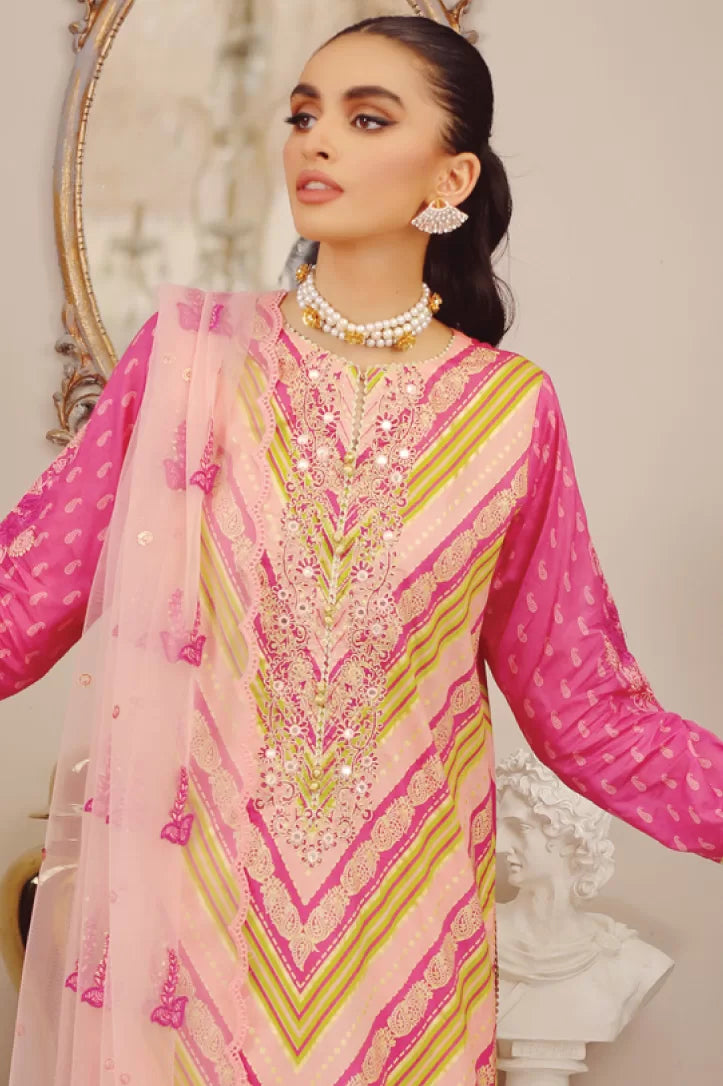 3 Piece Stitched Embroidered Lawn Suit By LSM Gold Lakhany - AN-00783