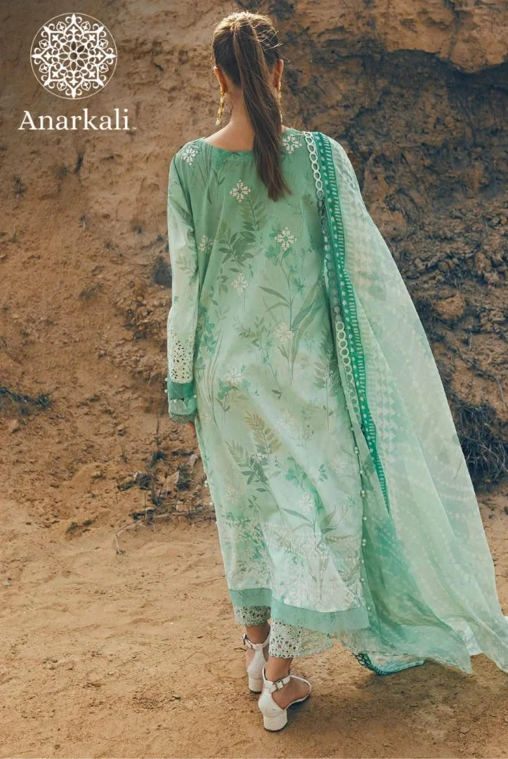 Nureh Gardenia Embroidered Chikankari Collection 3Piece Stitched Suit (Green)