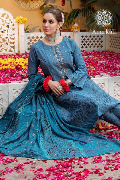 Tawakkal Jashan 3 Piece Stitched Suit(Navy Blue)