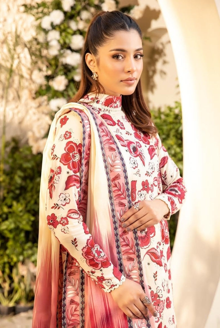 3 Piece Stitched Printed Lawn Suit From Maria.B By M.Basics Vol-01 Collection'25  Elaheh - 03