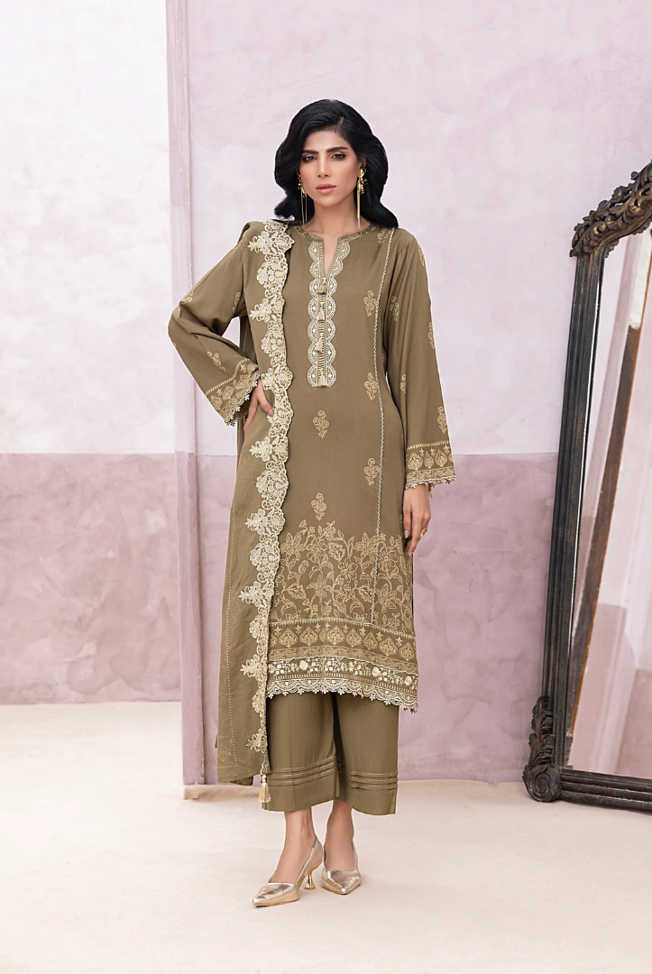 3 Piece Stitched Winter Essentials By LSM Lakhany Embroidered Cashmi Wool LG-IZ-0475-C