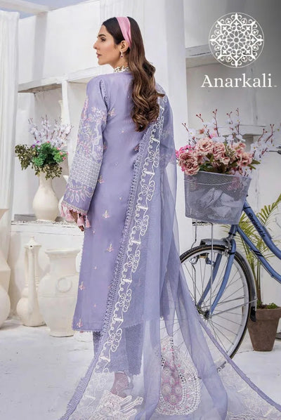 Eshaisha Festive Lawn Embroidered Collection 3Piece Stitched Suit (Bluish Purple)