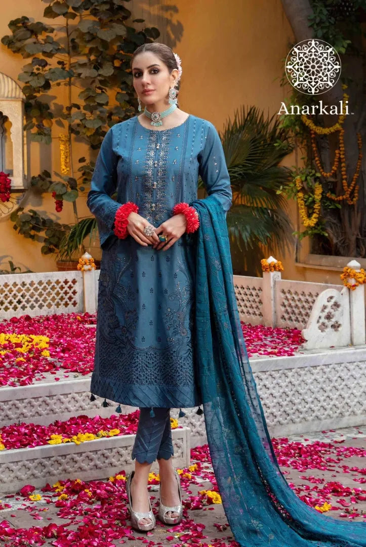 Tawakkal Jashan 3 Piece Stitched Suit(Navy Blue)