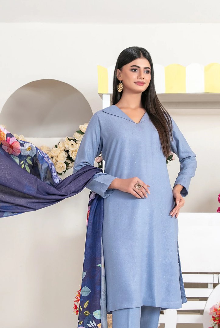 3 Piece Stitched Fancy Printed Leather Peach Laila by Tawakkal  Winter Collection D-4715