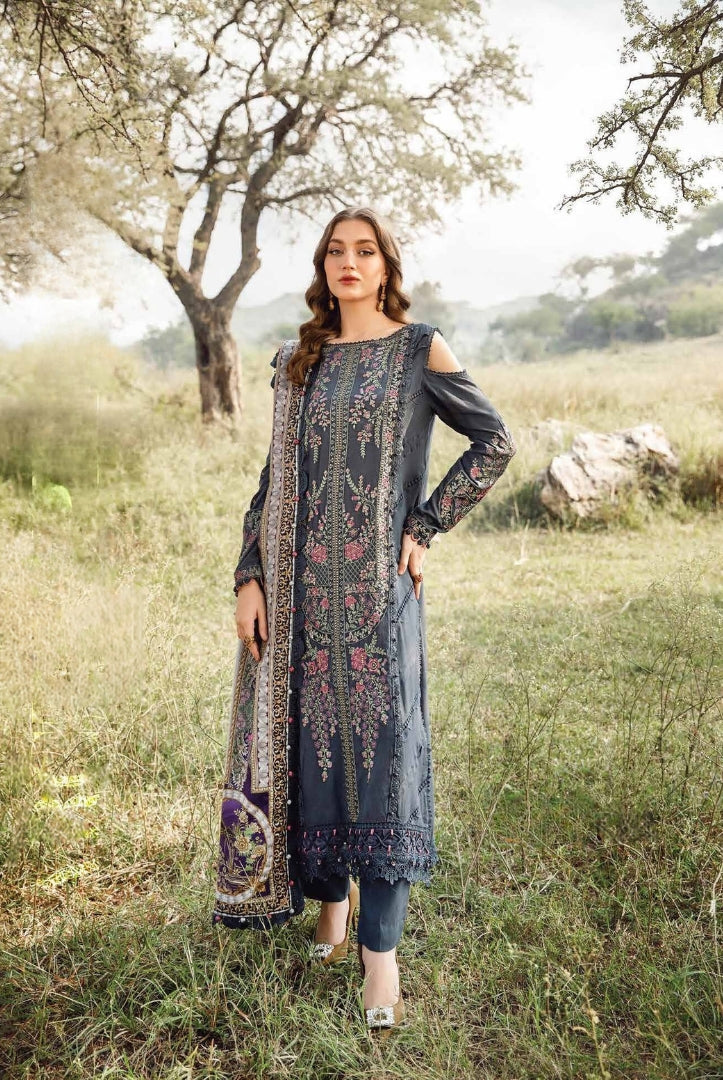 3 Piece Stitched Printed Linen Suit From Maria.B M.Prints Winter Edition'24 - 03