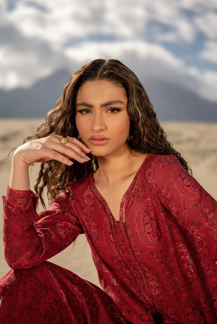 3 Piece Stitched Printed Khaddar Suit From M.Basics By Maria.B Collection - 03