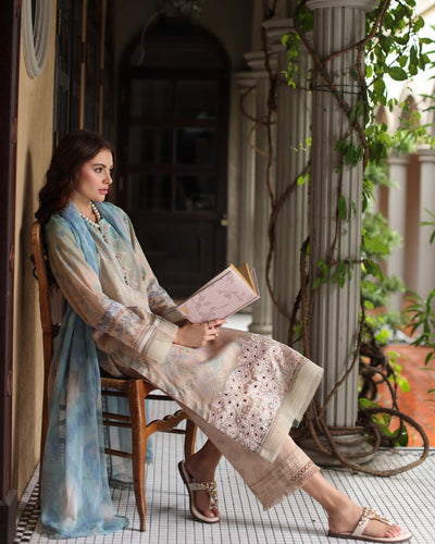 3 Piece Stitched Embroidered Chikankari Lawn Suits from Aafreen By Riaz Arts - 06