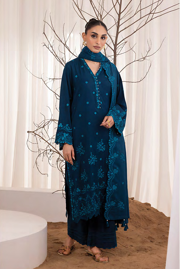 3 Piece Stitched Embroidered Cashmi Wool With Lakhany Winter Embriodered Shawl collection 03