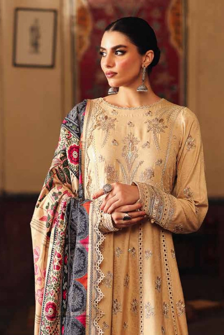 3 Piece Stitched Embroidered Jacquard Suits Collection By Nureh Maya Linen - 03