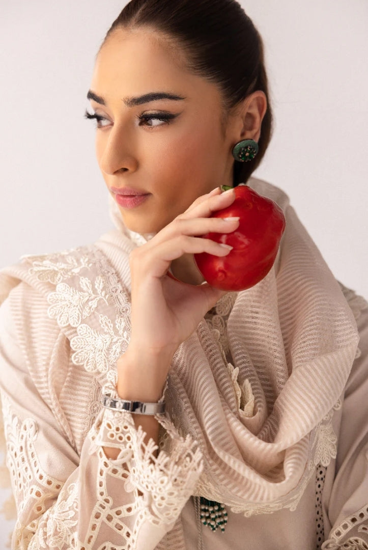 3 Piece Stitched Luxury Suits From Qalamkar Basic Pret'25 Collection - NAIRE