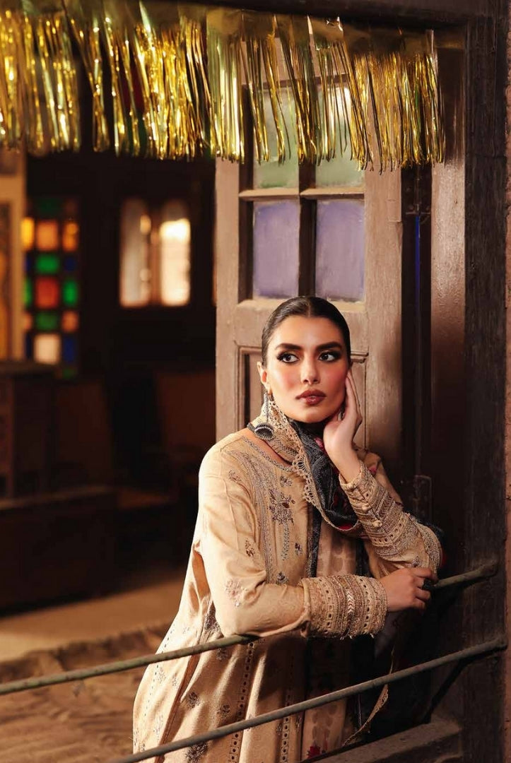 3 Piece Stitched Embroidered Jacquard Suits Collection By Nureh Maya Linen - 03